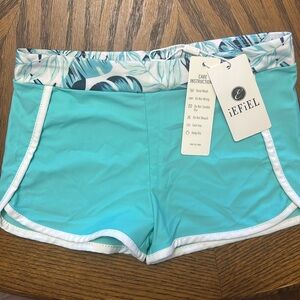 Doomiva Kids Girls Floral High Waisted Swim Shorts